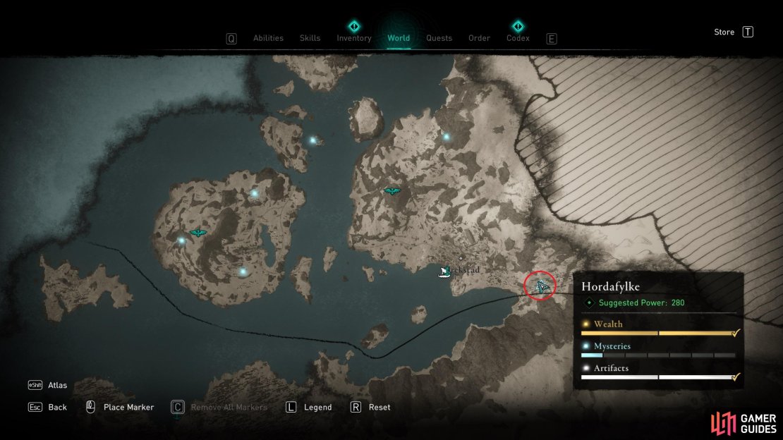 The location of the mystery in the southeast of Hordafylke.