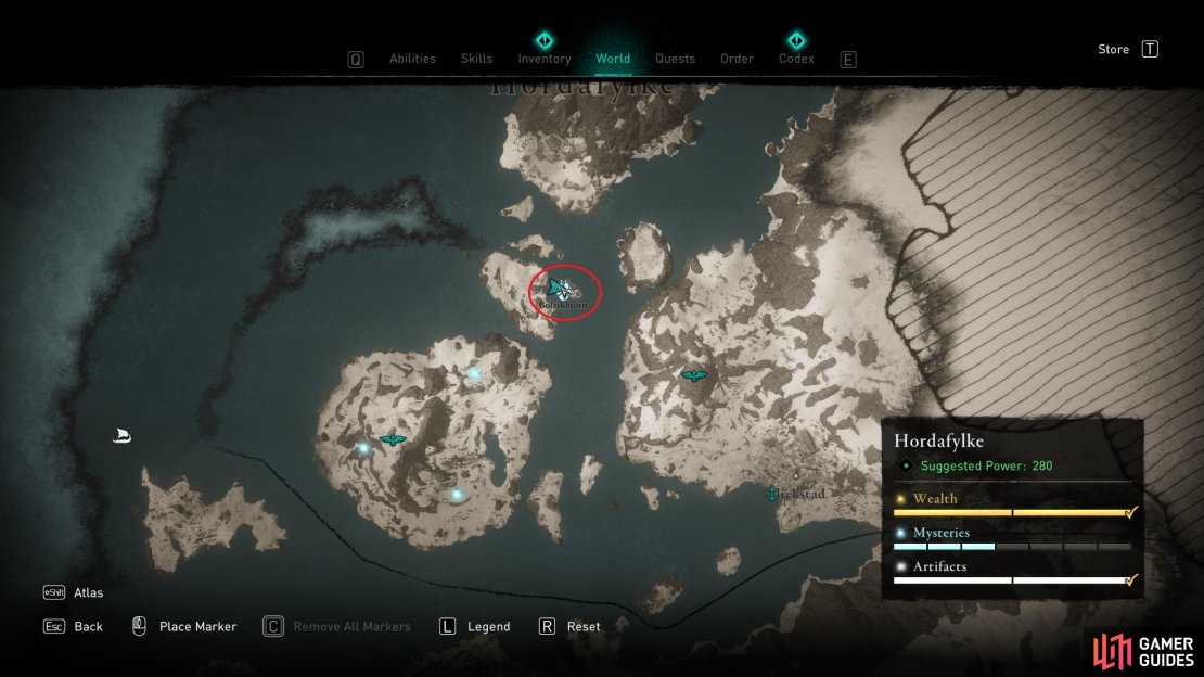 The location of the mystery in the north of Hordafylke.
