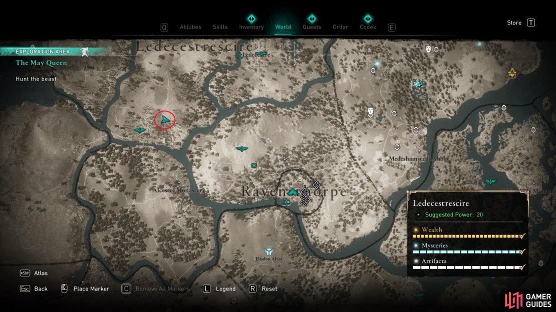 The location of the beast, in the woods northeast of Venonis.