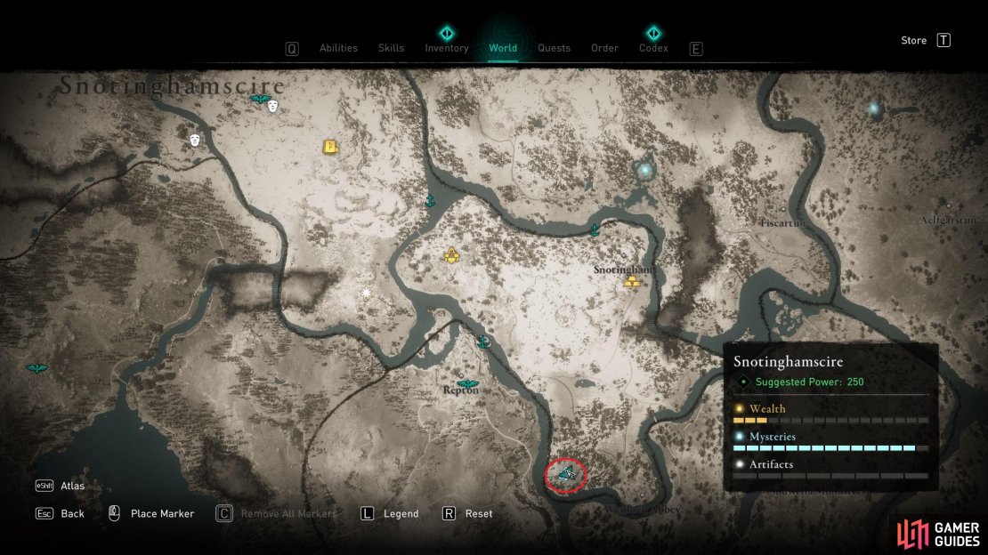 The location of the mystery in the southeast of Snotinghamscire.