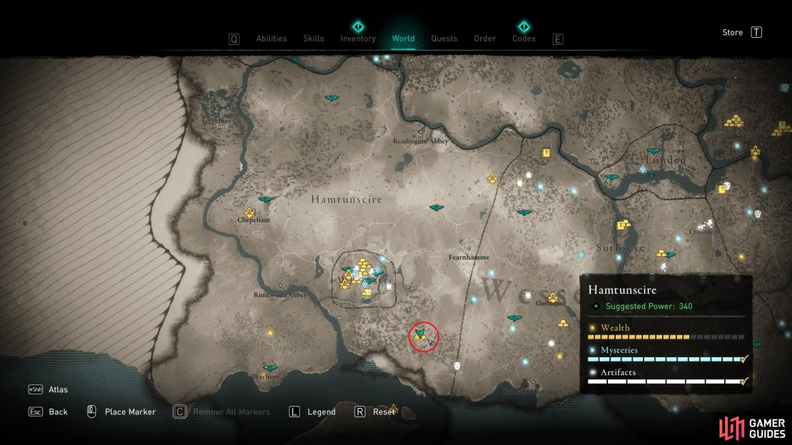 The location of Clausentum Bandit Hideout, in the southeast of Hamtunscire.