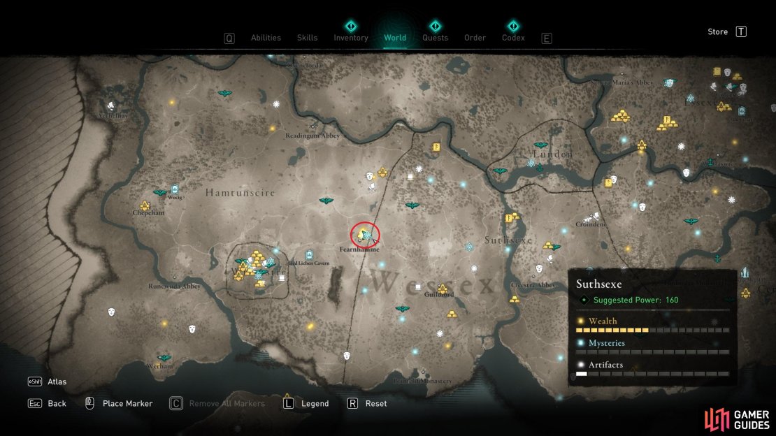 The location of the mystery in the east of Hamtunscire, northeast of Wincestre.