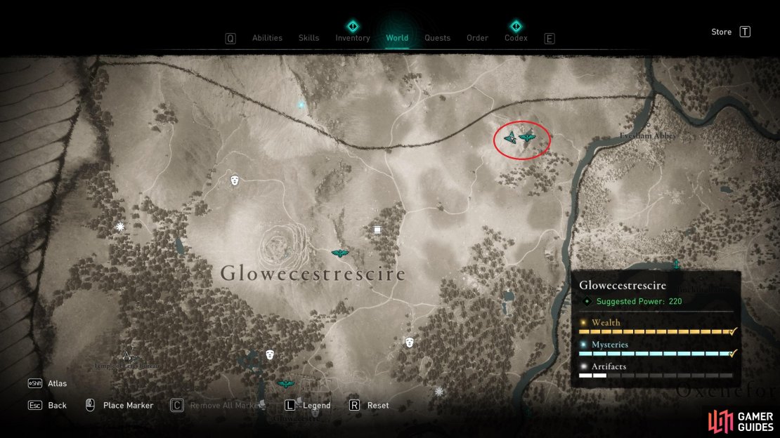 The location of Cragstone Watchtower, where the cursed area can be found.