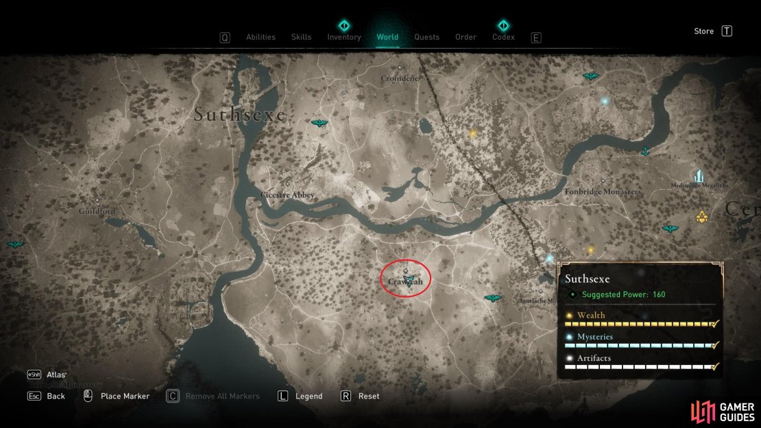 The location of Crawleah in the southeast of Suthsexe.