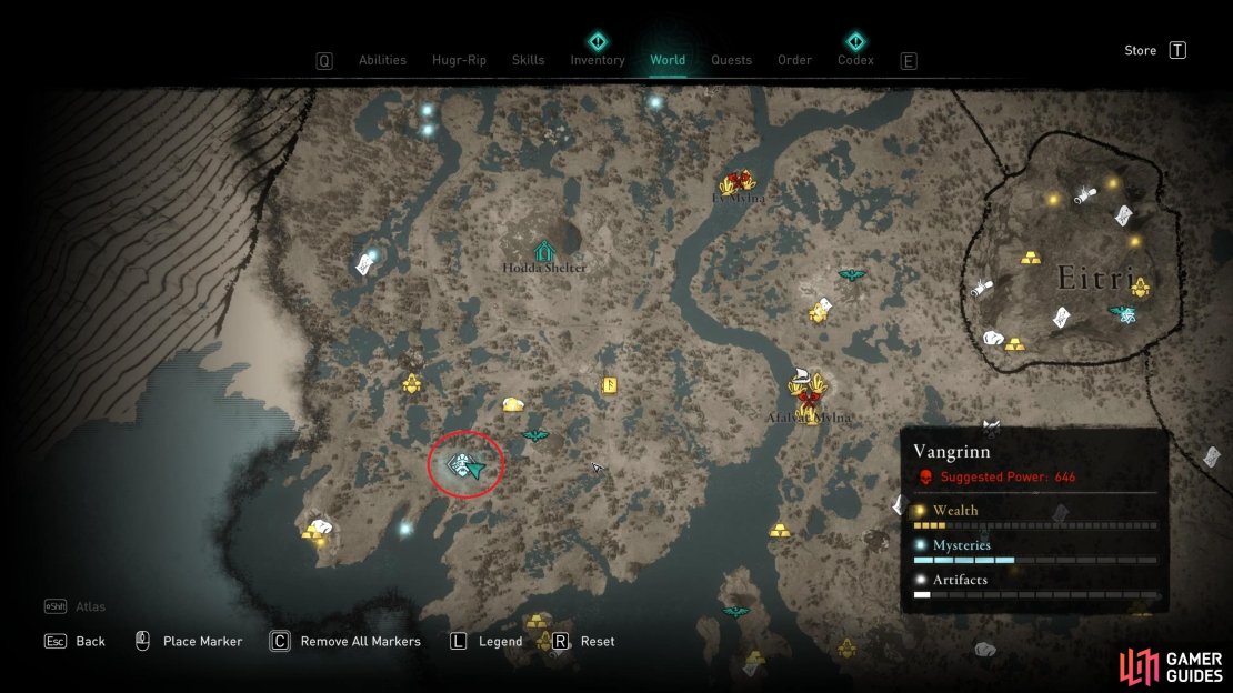 The location of the Dwarf in Distress: Destin mystery, in Vangrinn.