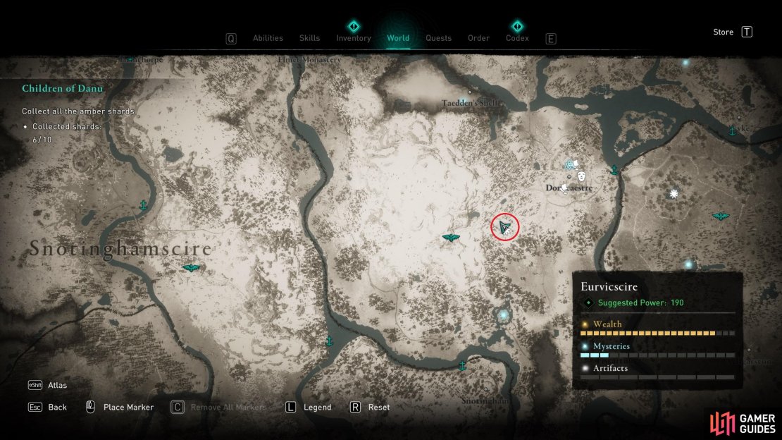 The location of the cursed area, southwest of Donecaestre.
