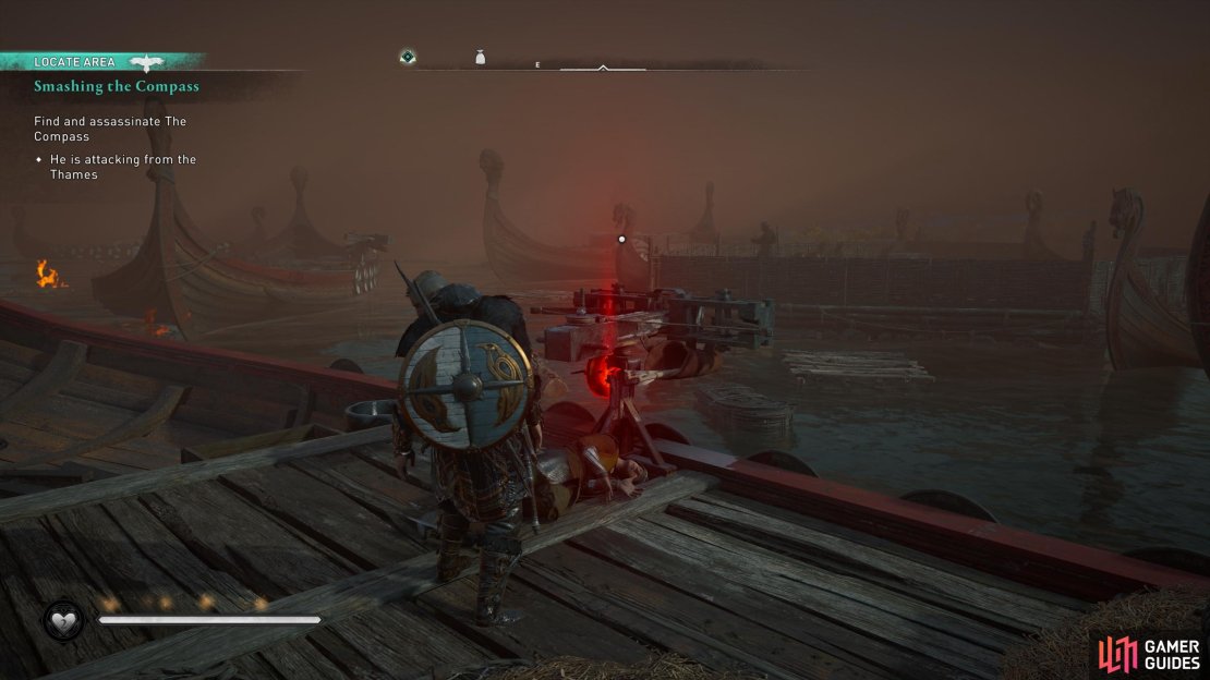Use the springalds near The Compass to begin the fight by taking a chunk of his health.