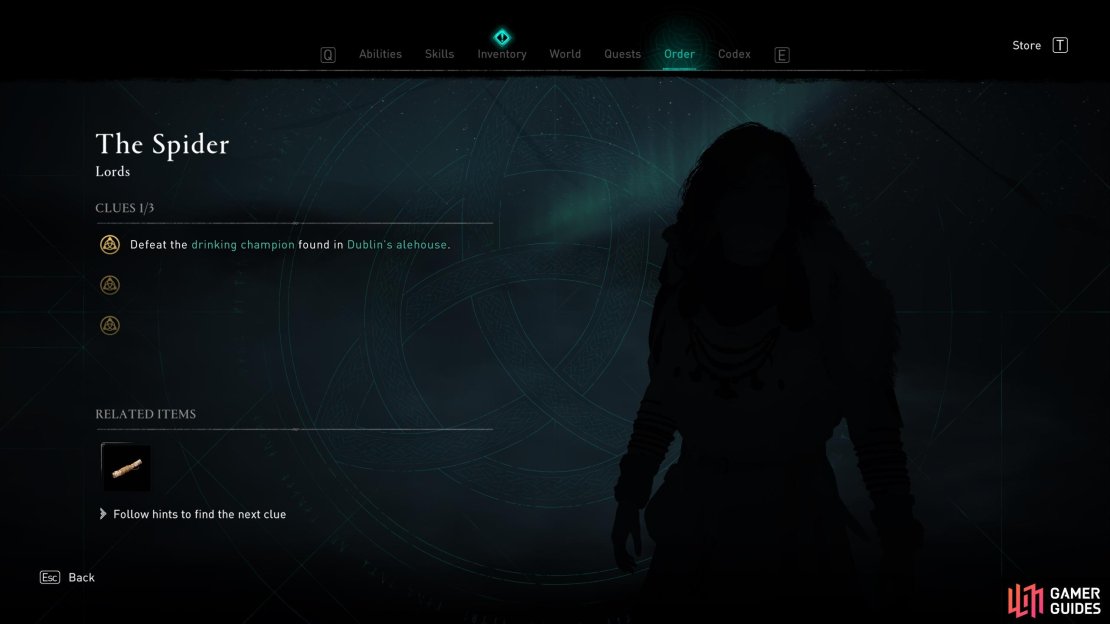The first clue will be indicated in the Children of Danu Order menu.