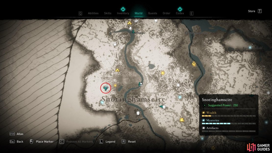 The location of the mystery in the west of Snotinghamscire.
