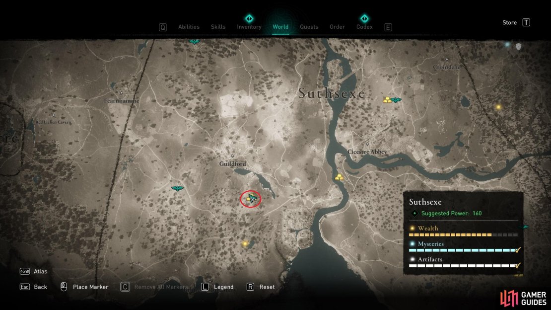 The location of the Forward Camp in the southwest of Suthsexe.