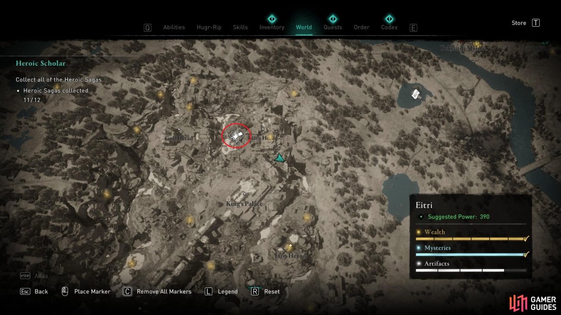 The location of the building where the saga can be found.
