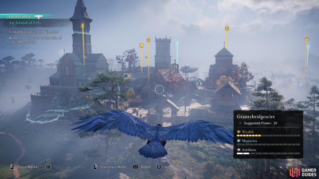Use your raven to scout the monastery. You can also see the locations of the treasure from this image.