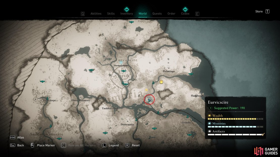 The location of the mystery, southeast of Jorvik.