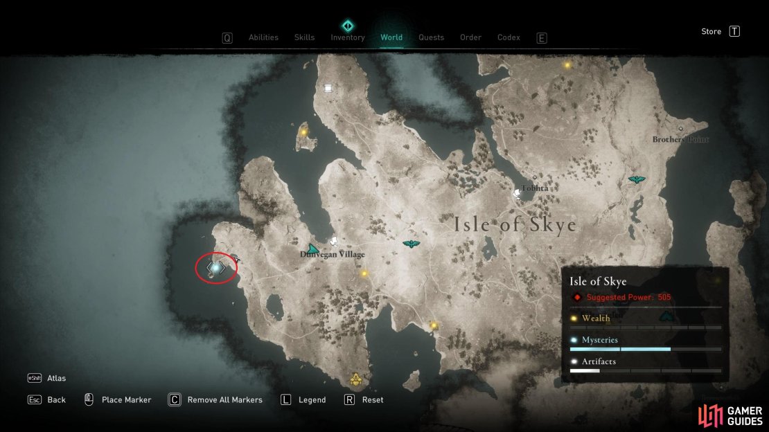 The location of the mystery, in the far west of the isle of Skye.