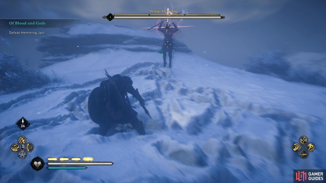 Be ready to dodge or roll out of the way of Hemming&rsquo;s dive attack.