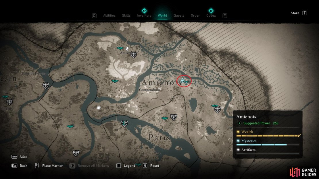 The location of the mystery in central Amienois.
