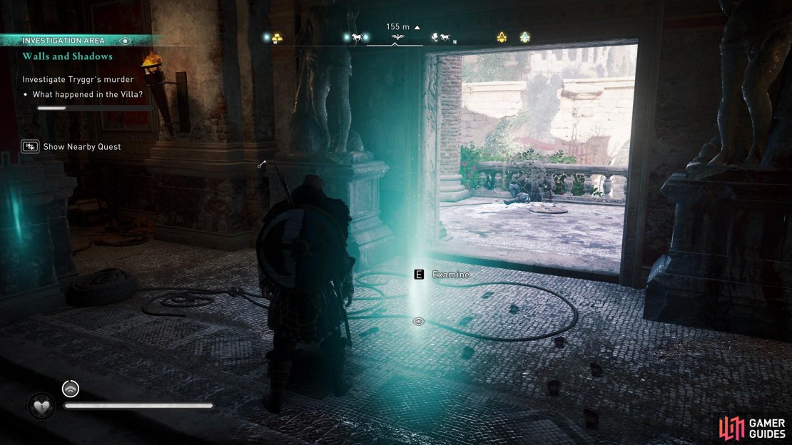 When you reach the Villa, inspect the clues around the room.