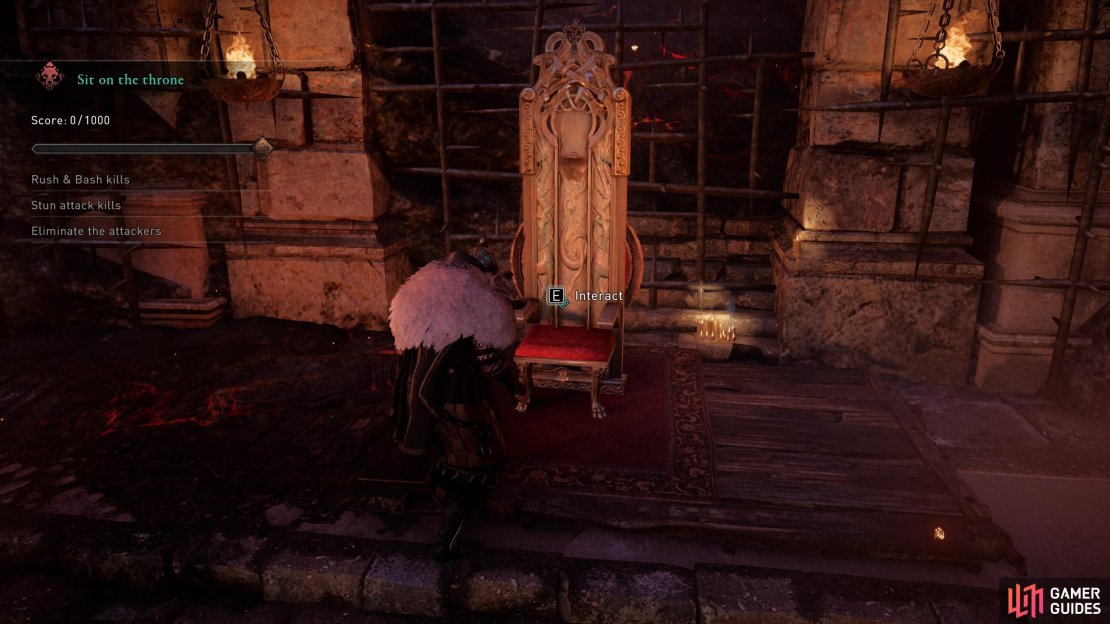 You&rsquo;ll need to interact with the throne to trigger each wave of enemies.