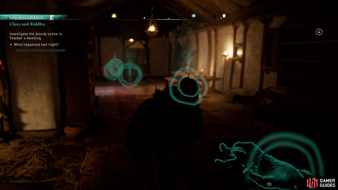 Use Odin&rsquo;s Sight to highlight the evidence in Tewdwr&rsquo;s house.