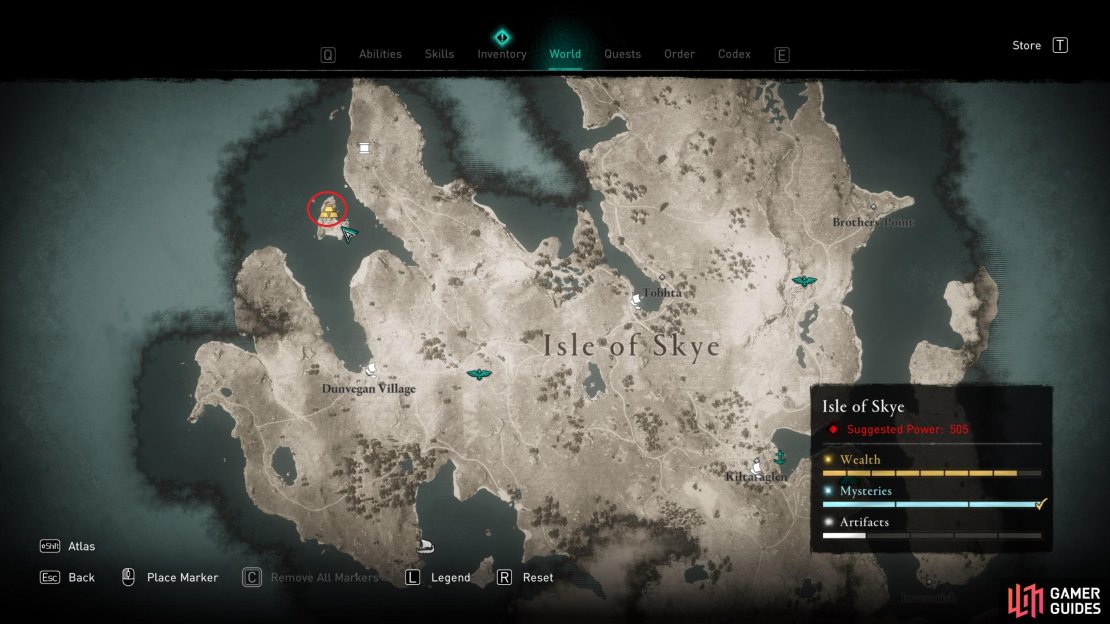 The location of the ingot in the Isay Bandit Camp.