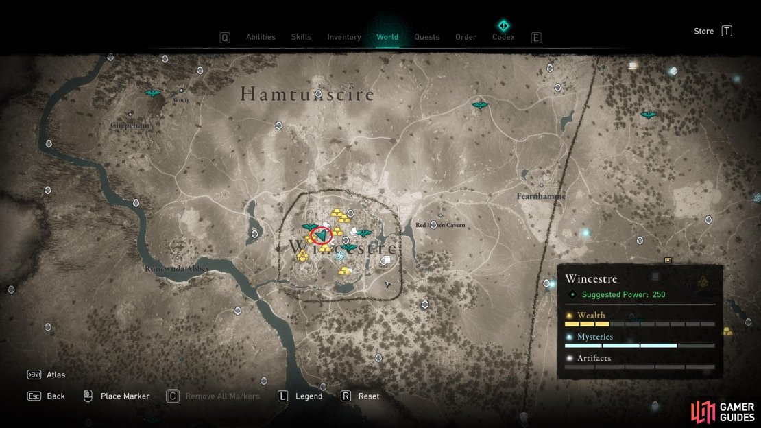 The location of the mystery, in the northwest of Wincestre.
