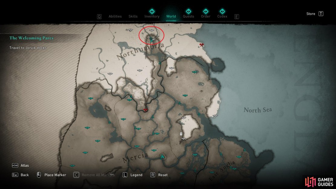 The location of Jorvik, far to the north of Ravensthorpe.