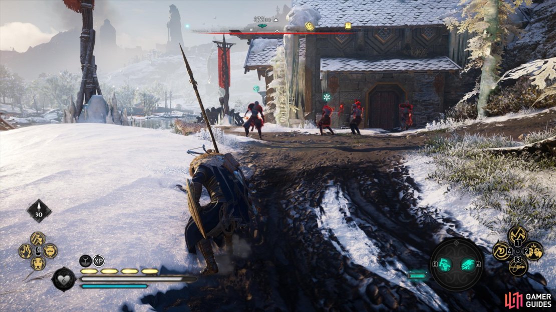 Here you can see two Jotnar enemies who have the icons for the Power of Jotunehim (left) and the Power of Winter (right) above their heads.