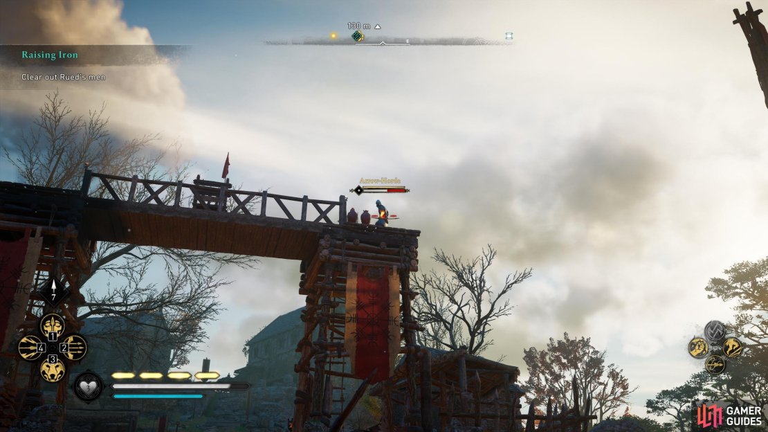 Shoot the Arrow-Horde in their weak spot to send them falling to their death.