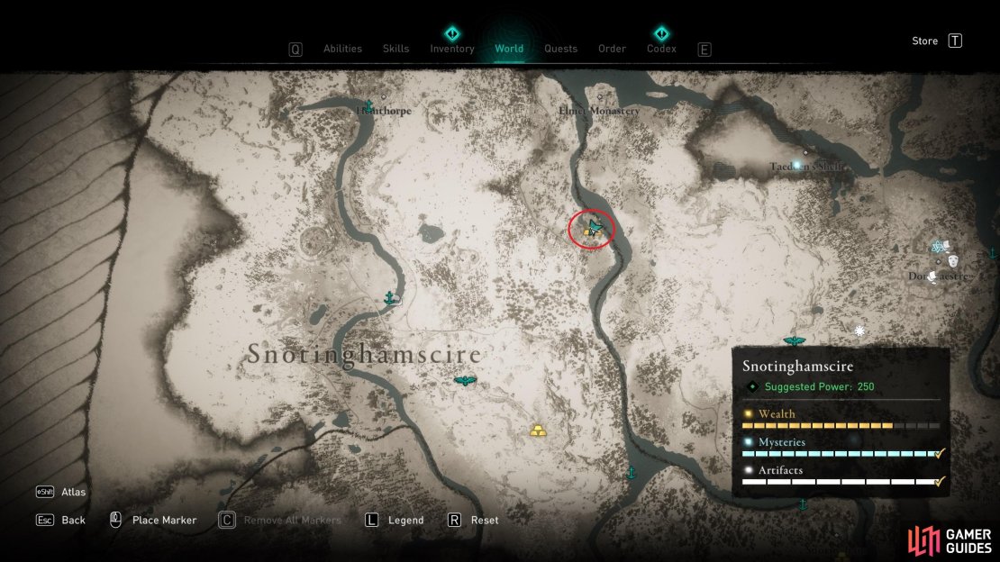 The location of Loch Clunbre Hideout in the east of Snotinghamscire.