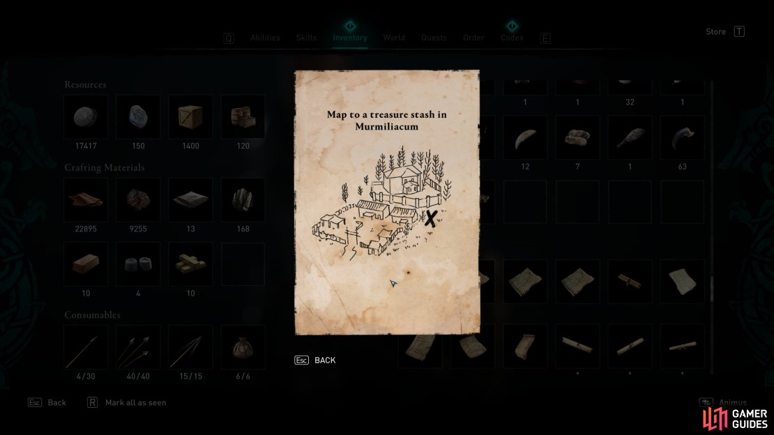 You&rsquo;ll find the map in your inventory, indicating where the treasure can be found.