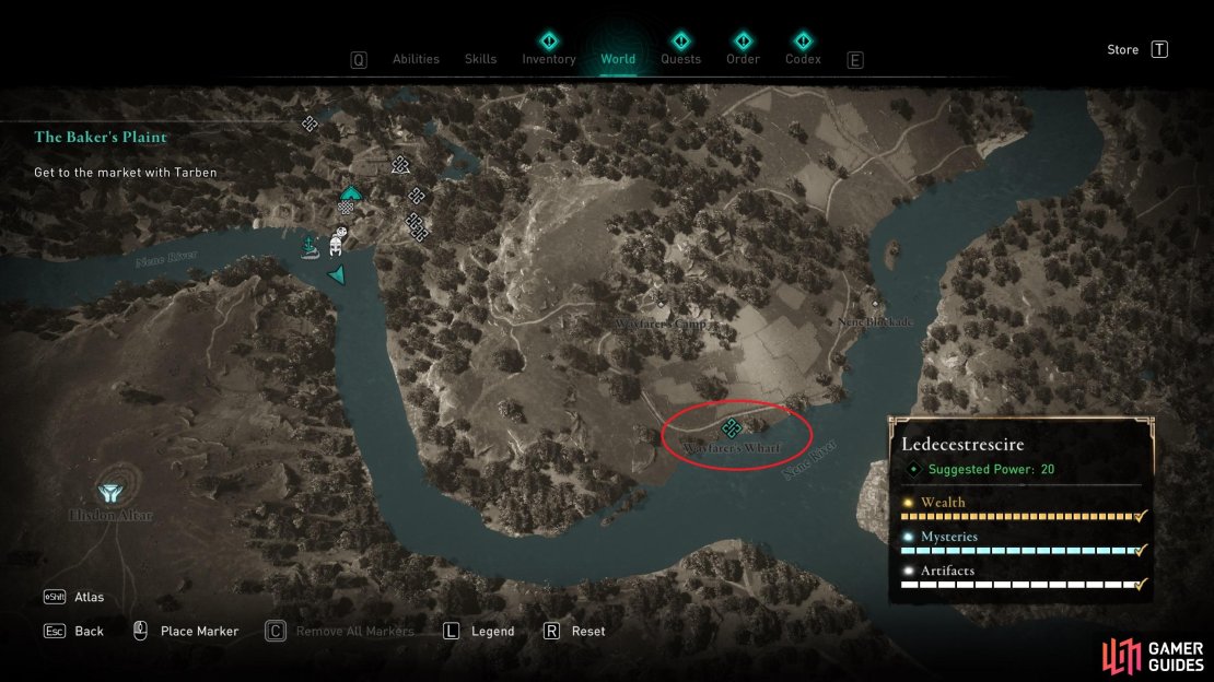 The location of the docks at Wayfarer&rsquo;s Wharf, southeast of Ravensthorpe.