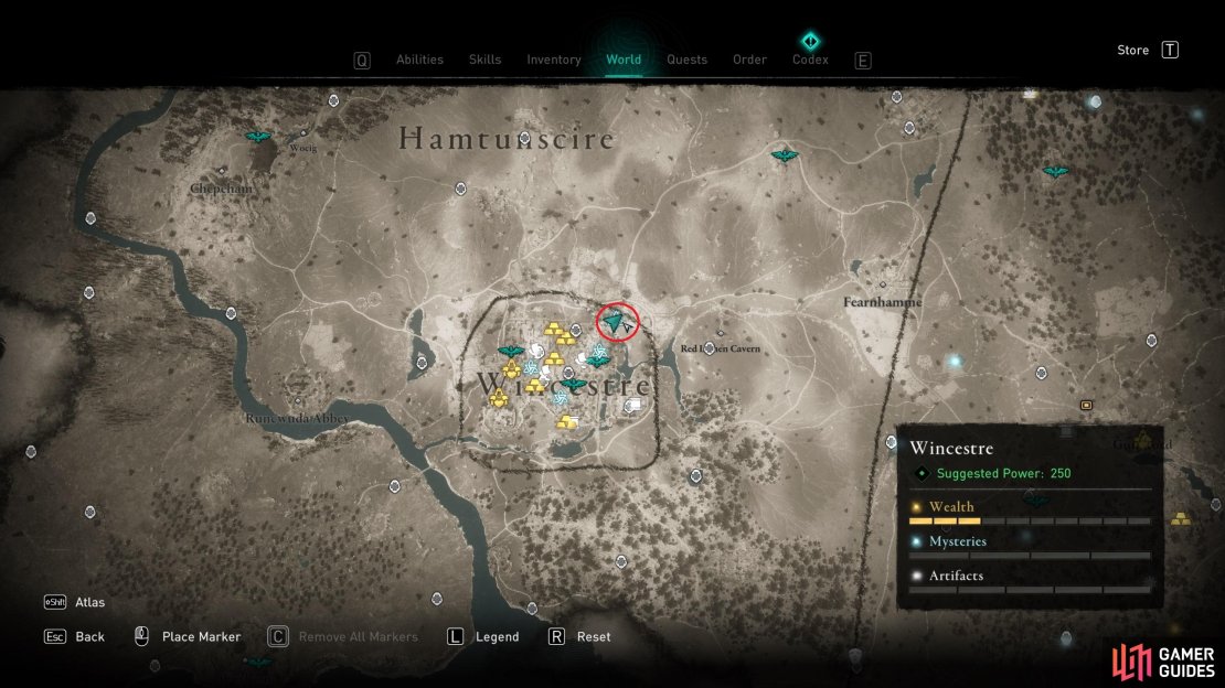 The location of the mystery, in the northeast of Wincestre.