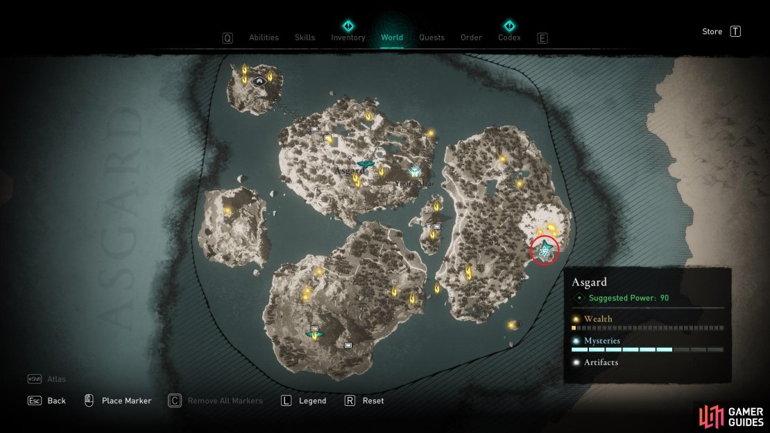 The location of the mystery on the easternmost island of Asgard.