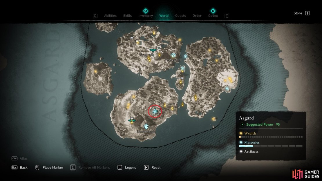The location of the mystery on the southern island of Asgard.
