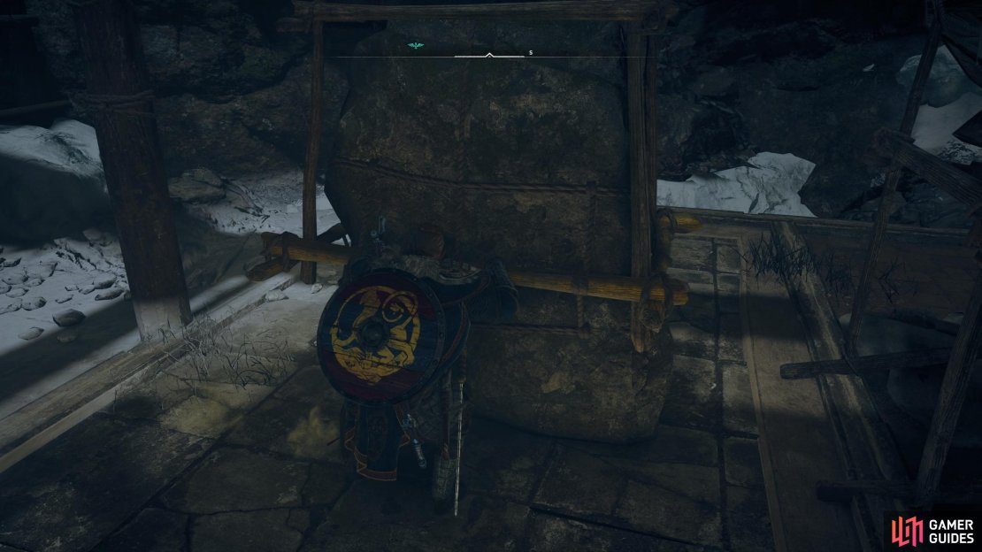 Move the stone block to align it with the ramp and the wooden post.