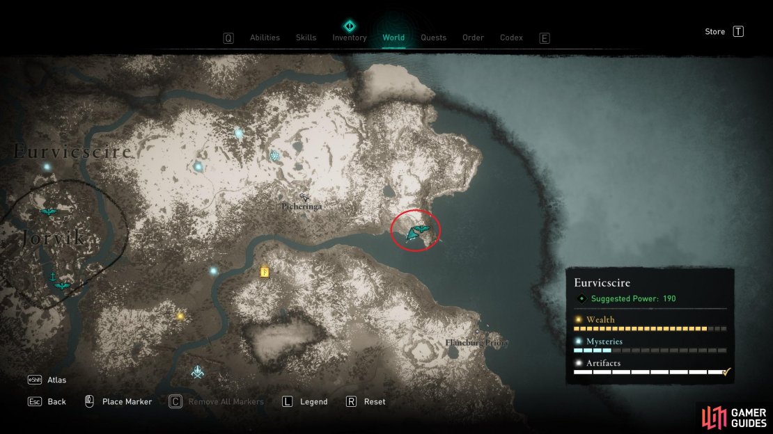 The location of the mystery on the eastern cost of Eurvicscire.