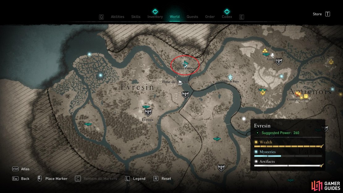 The location of the mystery in the northeast of Evresin.