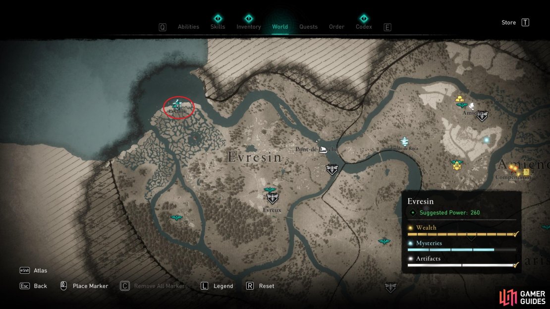 The location of the mystery on the northern coast of Evresin.