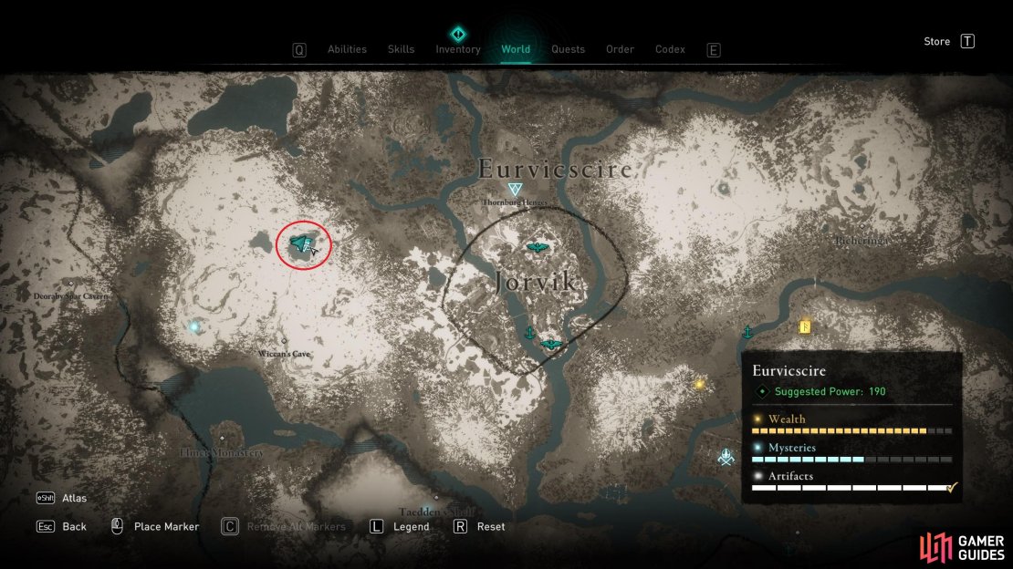 The location of the mystery, just west of Jorvik.