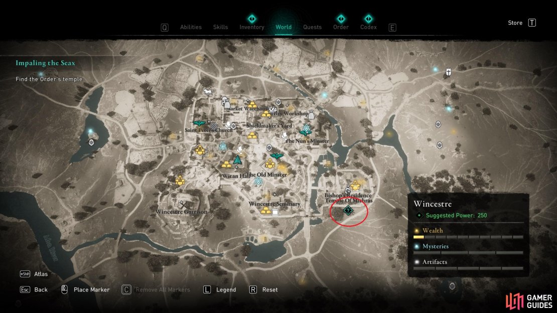 You&rsquo;ll find the temple in the far southeastern corner of Wincestre.