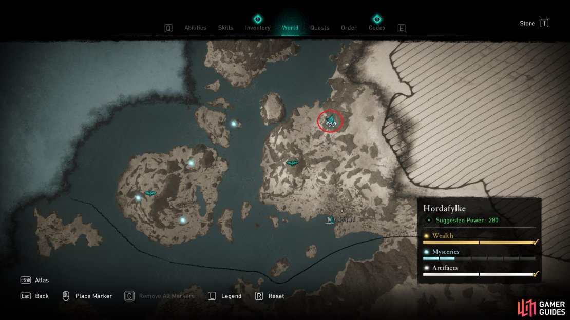 The location of the mystery in the northeast of Hordafylke.