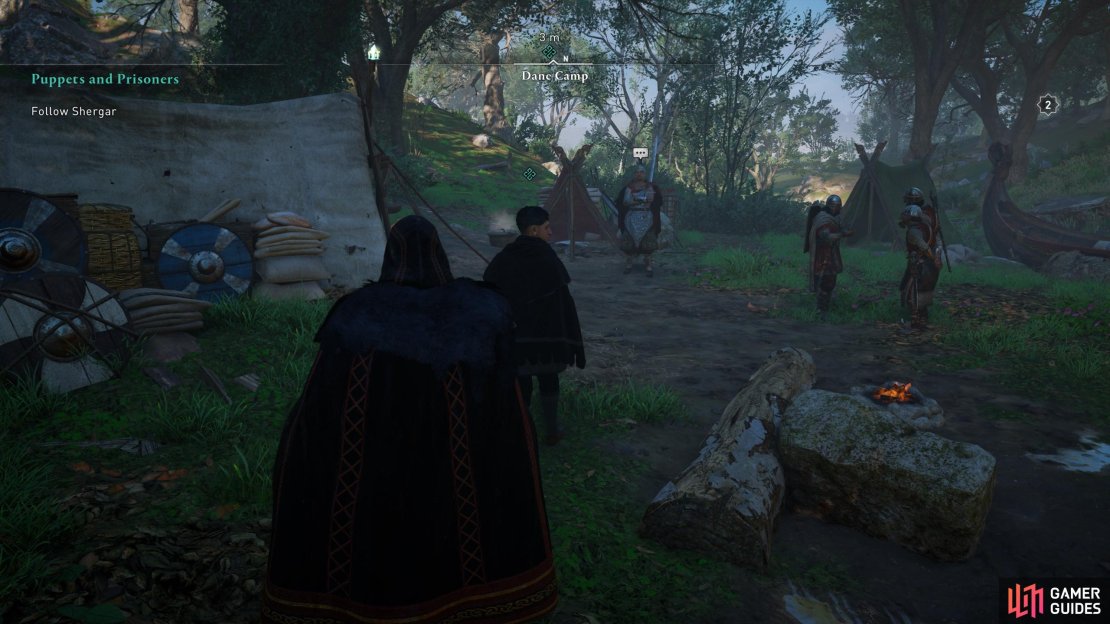 Follow Shergar to the camp, or if you didn&rsquo;t bring him with you, approach the camp and kill the Saxons.