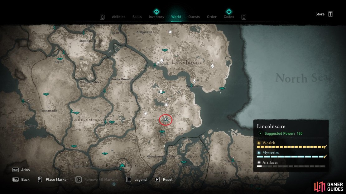 The location of the ruins, just north of Cruwland.