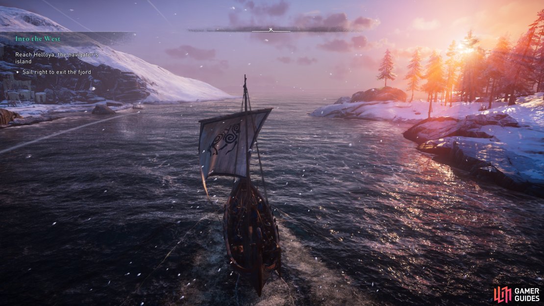 Sail right, westward, into the  setting sun.