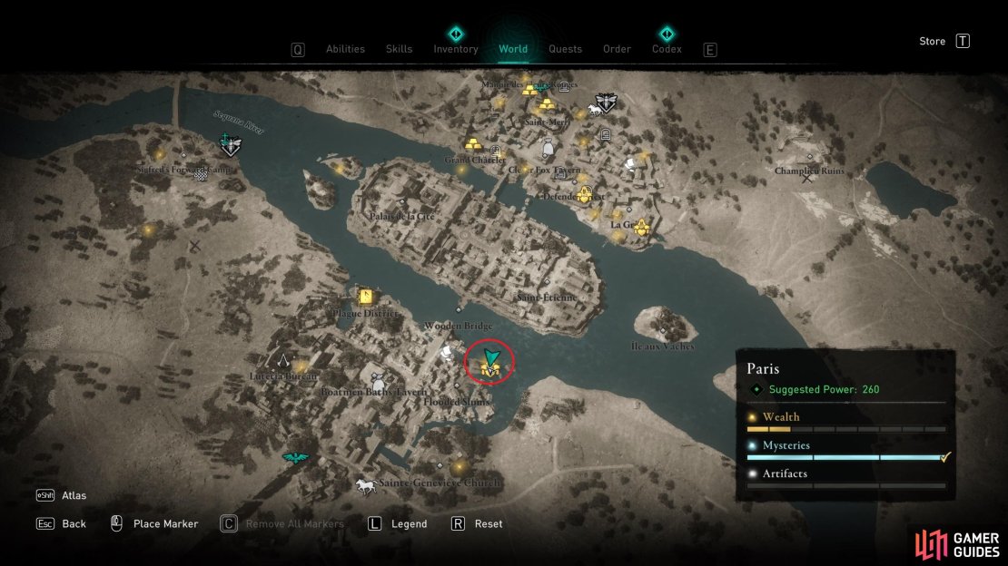 The location of the wealth chest with the Scythe of Tribulation.