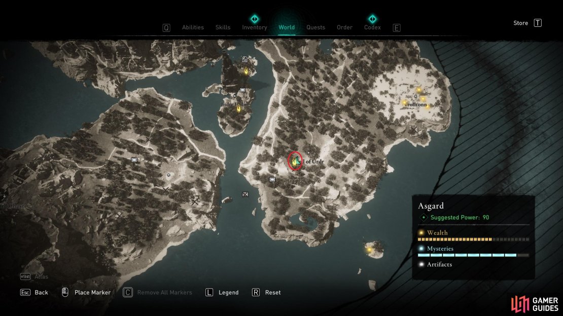 The location of the second Ymir&rsquo;s Tear Stone in the Well of Urdr.