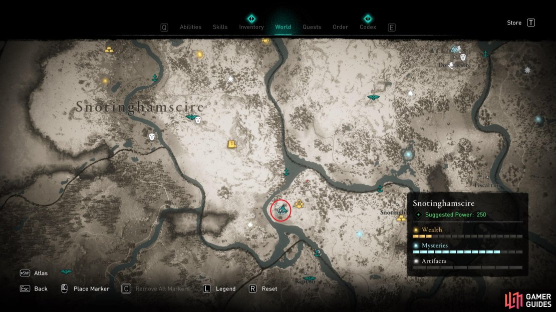 The location of the mystery in the southeast of Snotinghamscire.
