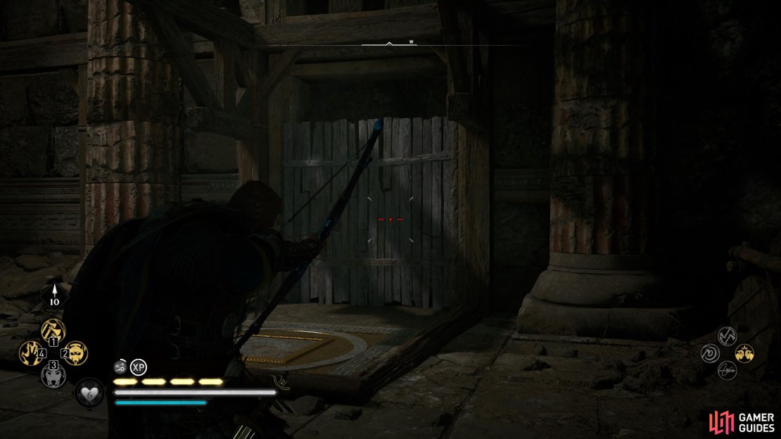 Shoot the wooden barrier to find the object behind.