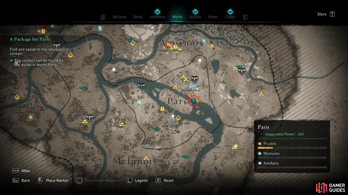 The location of the smuggler at the northern docks in Paris.