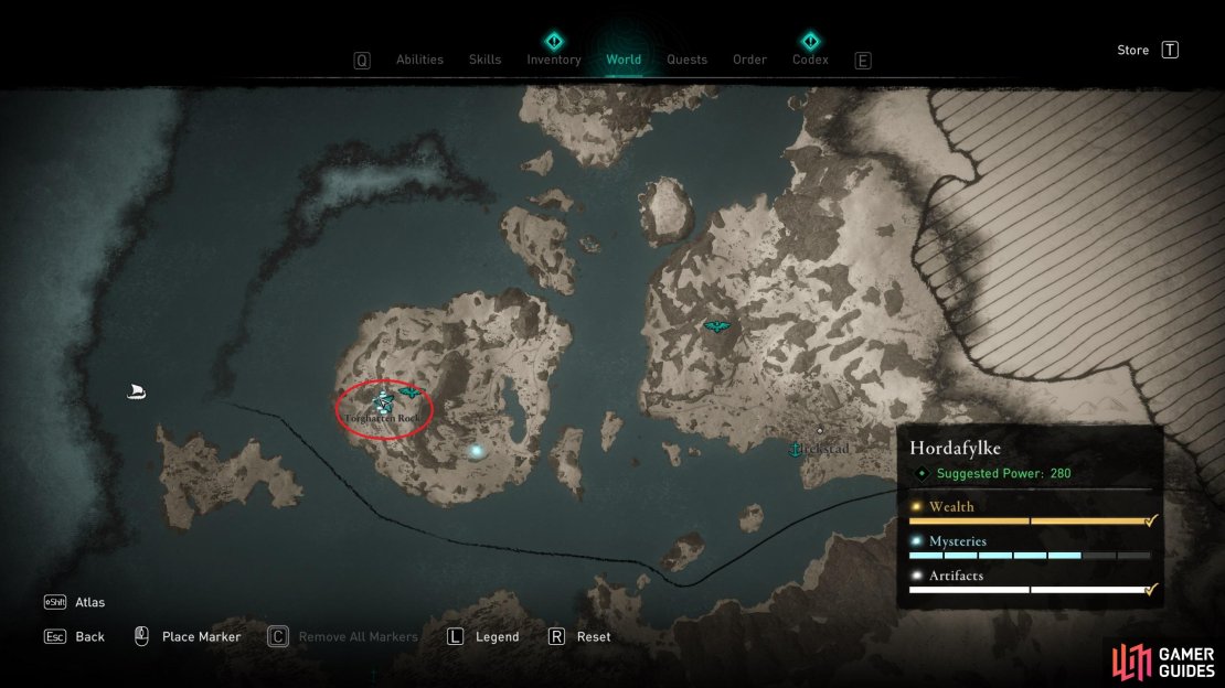 The location of the mystery in western Hordafylke.